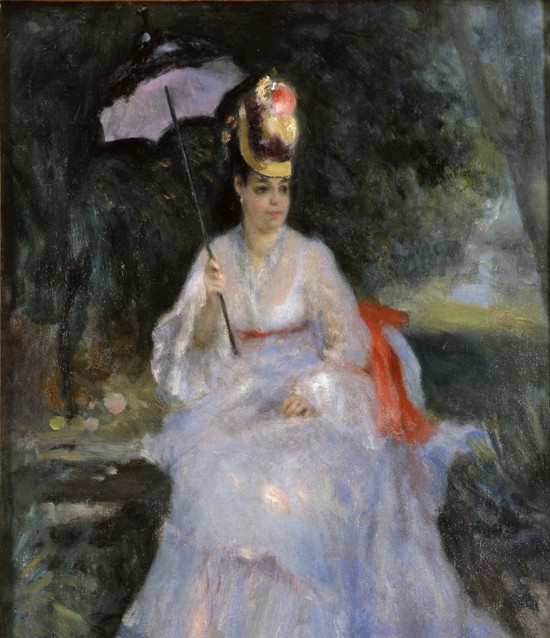 Woman with a parasol sitting in a garden from Pierre-Auguste Renoir