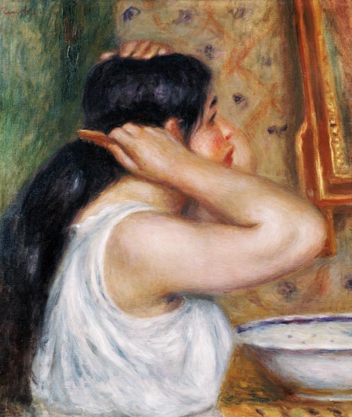 Girl Combing her Hair from Pierre-Auguste Renoir