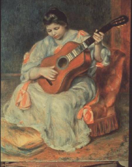 Frau, auf einer Gitarre spielend from Pierre-Auguste Renoir