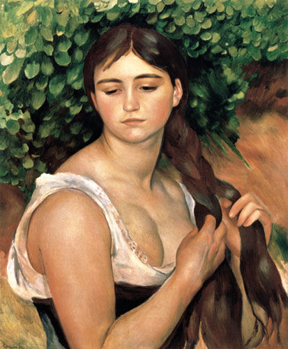 La Natte (Junge Frau, ihren Zopf flechtend) from Pierre-Auguste Renoir