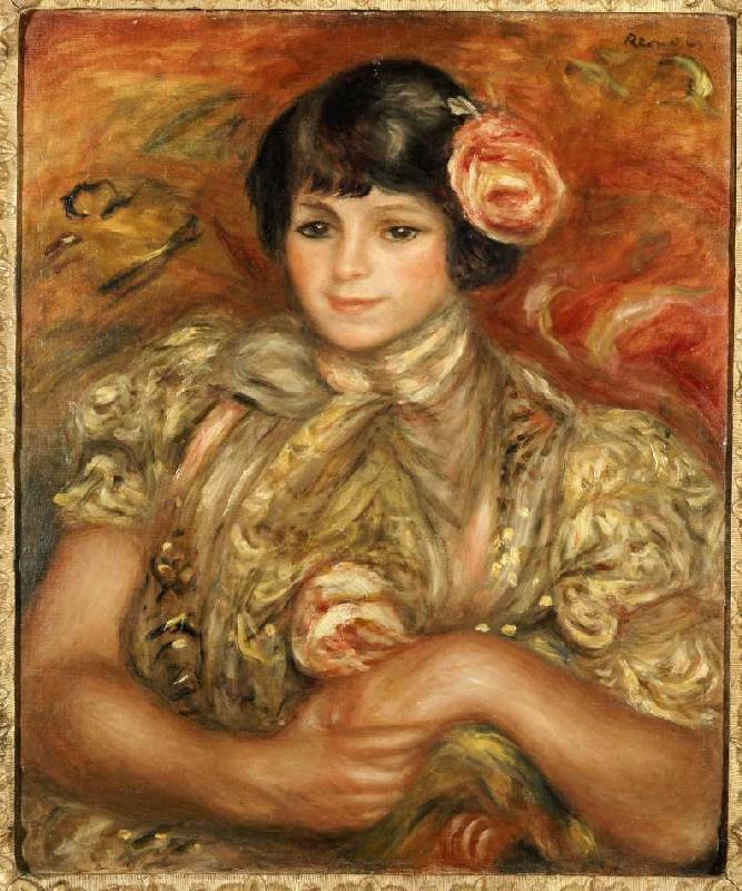 Mädchen mit Rose. from Pierre-Auguste Renoir