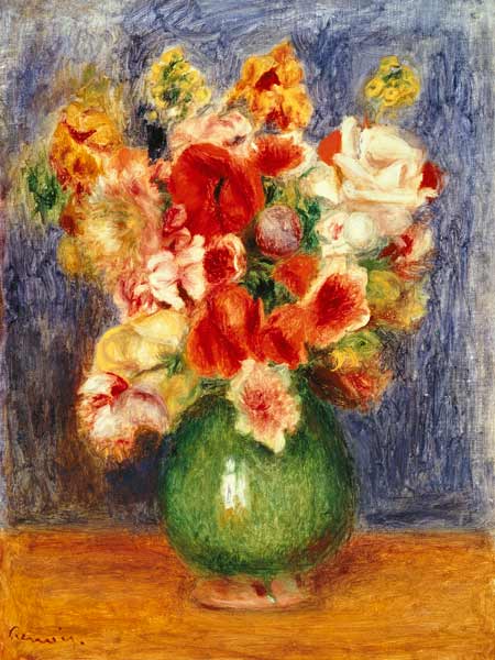 Still life with flowers in a green vase from Pierre-Auguste Renoir
