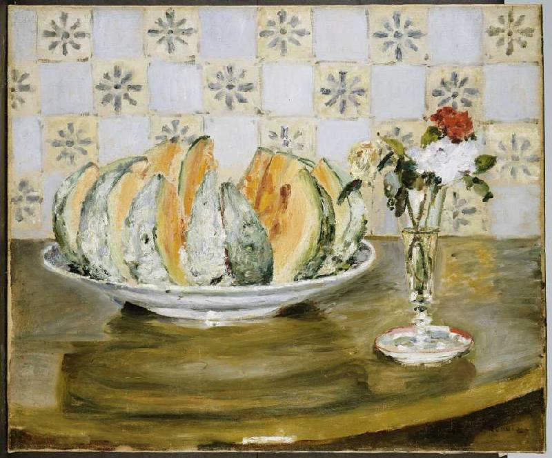 Stillleben mit Melone und einer Vase mit Blumen from Pierre-Auguste Renoir