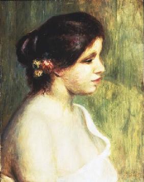 Young Woman with Flowers at her Ear