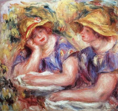 Two women in blue blouses from Pierre-Auguste Renoir