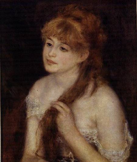 Young Woman Braiding her Hair from Pierre-Auguste Renoir