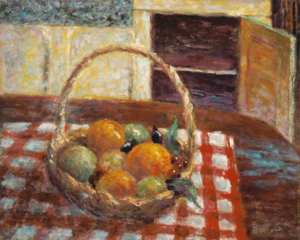 Basket of fruit on a table from Pierre Bonnard