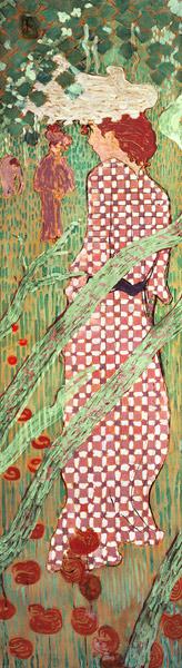 Woman with a Checked Dress, one of four panels of Women in the Garden
