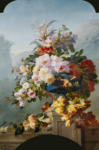 Rosen und andere Blumen in einem blauen Gefäß. from Pierre Bourgogne