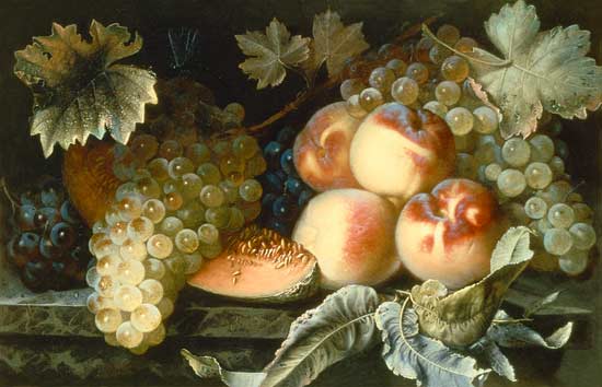 Stillleben mit Pfirsichen, Melone, und Trauben from Pierre Dupuis