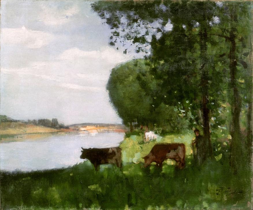 Herd of Cows by the River from Pierre-Eugène Montézin