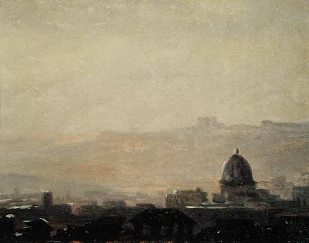 Houses Dominated by a Dome, Rome  paper mounted on from Pierre Henri de Valenciennes