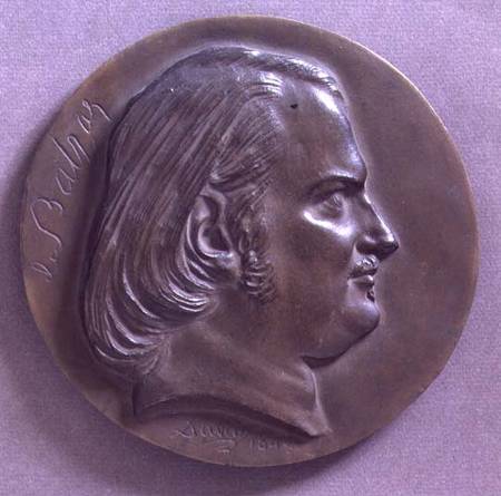 Portrait medallion of the French novelist Honore de Balzac (1799-1850) from Pierre Jean David d'Angers