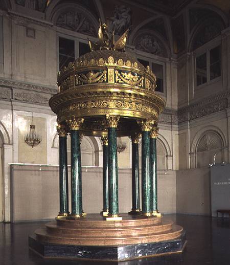Model of a temple rotunda, 1827-34 (malachite, gilt from Pierre Philippe Thomire