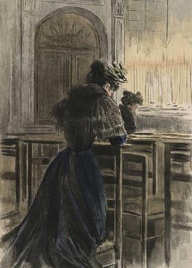 Andachten in der Kirche, Illustration aus La Femme a Paris von Octave Uzanne (1851-1931) 1894