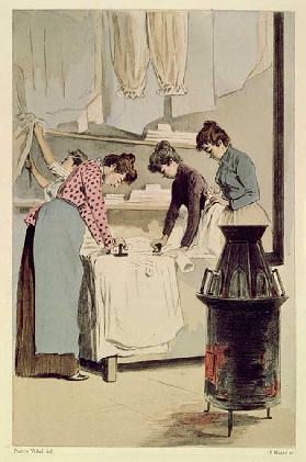 Wäscherinnen aus La Femme a Paris von Octave Uzanne, gestochen von F. Masse, 1894