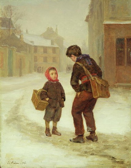 On the way to school in the snow from Pierre Edouard Frere