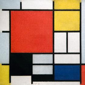 Komposition mit Rot, Gelb, Blau und Schwarz