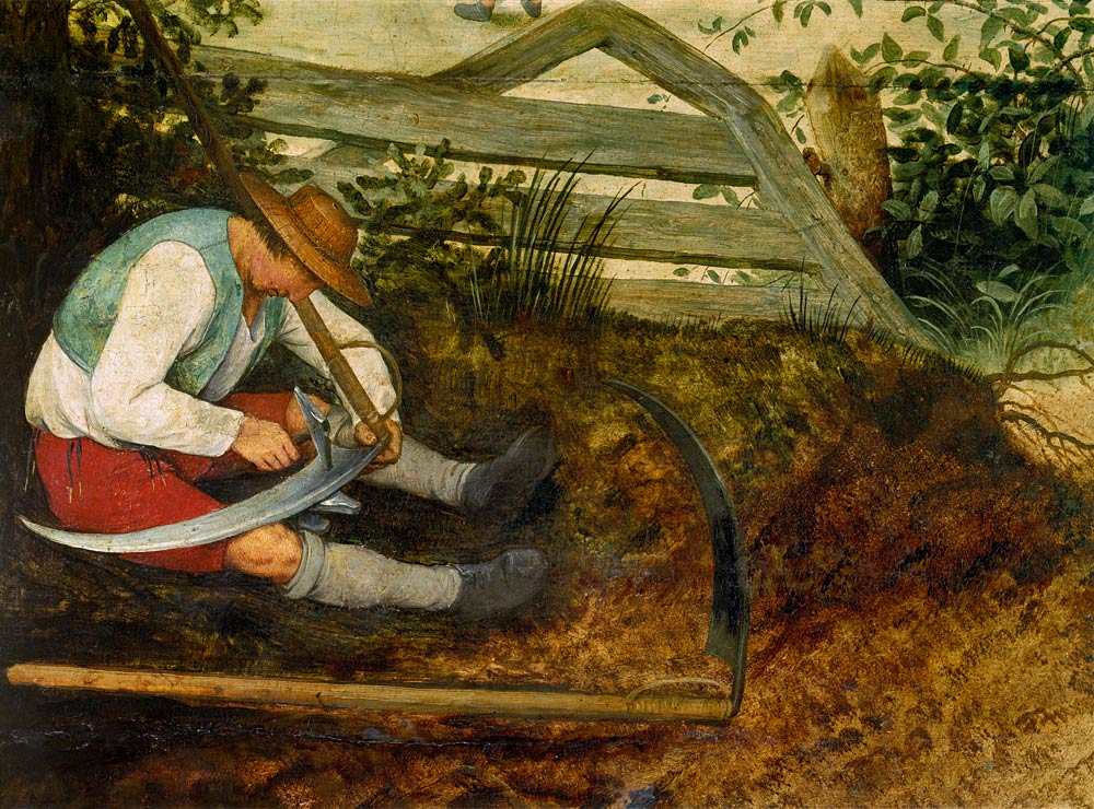 Bauer beim Dengeln seiner Sense from Pieter Brueghel d. Ä.
