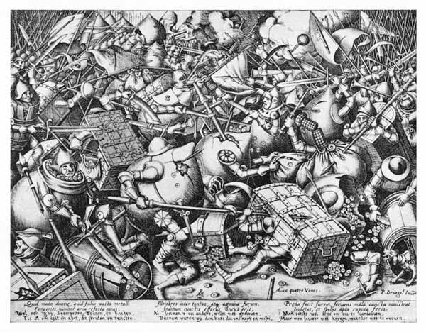 Kampf der Sparkassen gegen die Geldsäcke 
(Repro nach Zeichnung von Pieter Bruegel d. Ä) from Pieter Brueghel d. Ä.