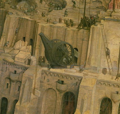 The Tower of Babel, detail of construction work, 1563 (oil on panel) (detail of 345) from Pieter Brueghel d. Ä.