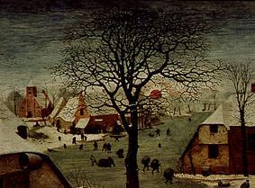 Die Volkszählung zu Bethlehem. Detail links oben (Baumkrone und rote Sonne) from Pieter Brueghel d. Ä.