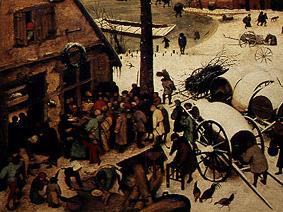 Die Volkszählung zu Bethlehem. Detail links unten (Die Zählung) from Pieter Brueghel d. Ä.