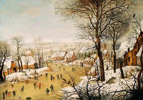 A Winter Landscape with Skaters and a Bird Trap