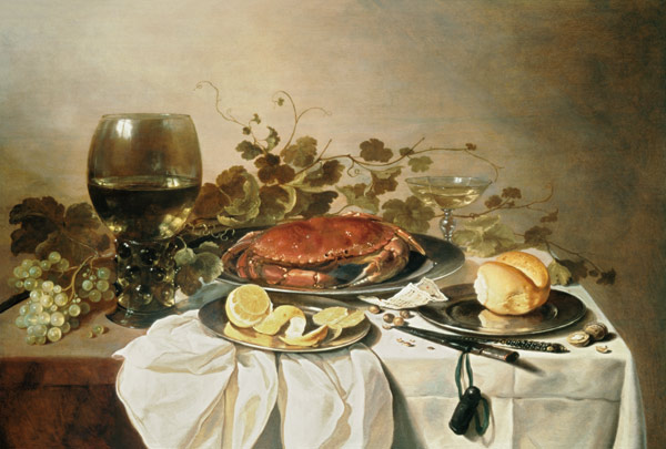 Breakfast still life with roemer and a crab from Pieter Claesz