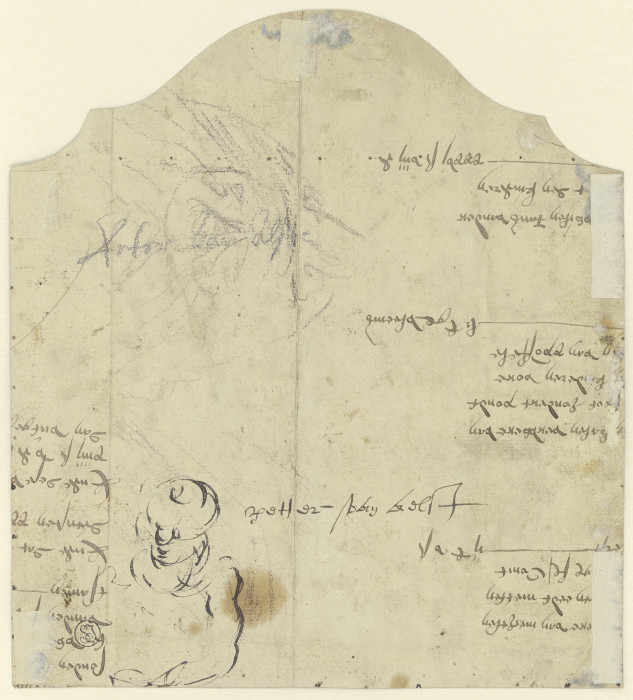 Halbfigur nach links, ungedeutete Skizze sowie Notizen from Pieter Coecke van Aelst