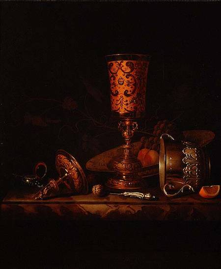 Still Life with Silver Goblets and Time Piece goblet from Pieter Gerritsz. van Roestraten