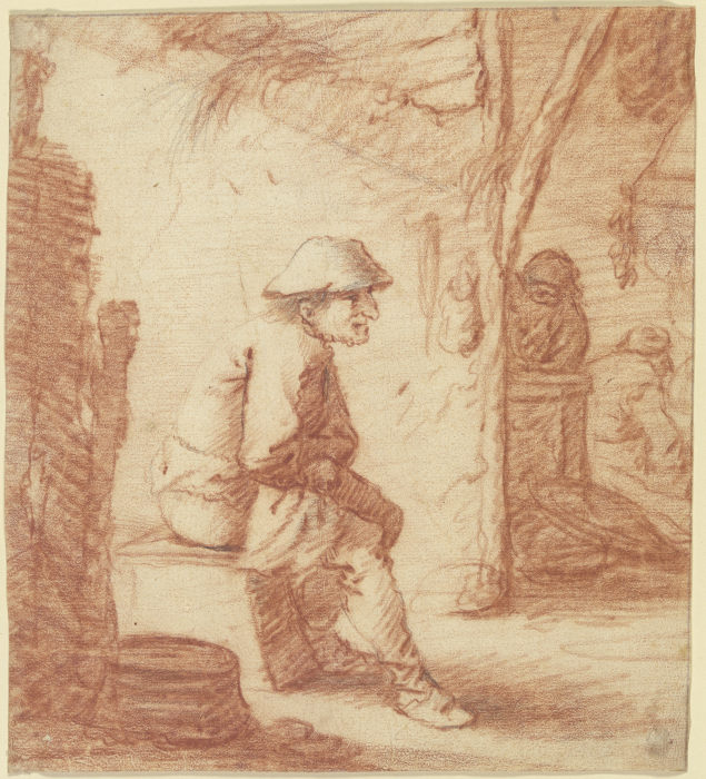 Sitzender Mann, Aussicht auf Küche mit zwei Figuren from Pieter Jansz. Quast