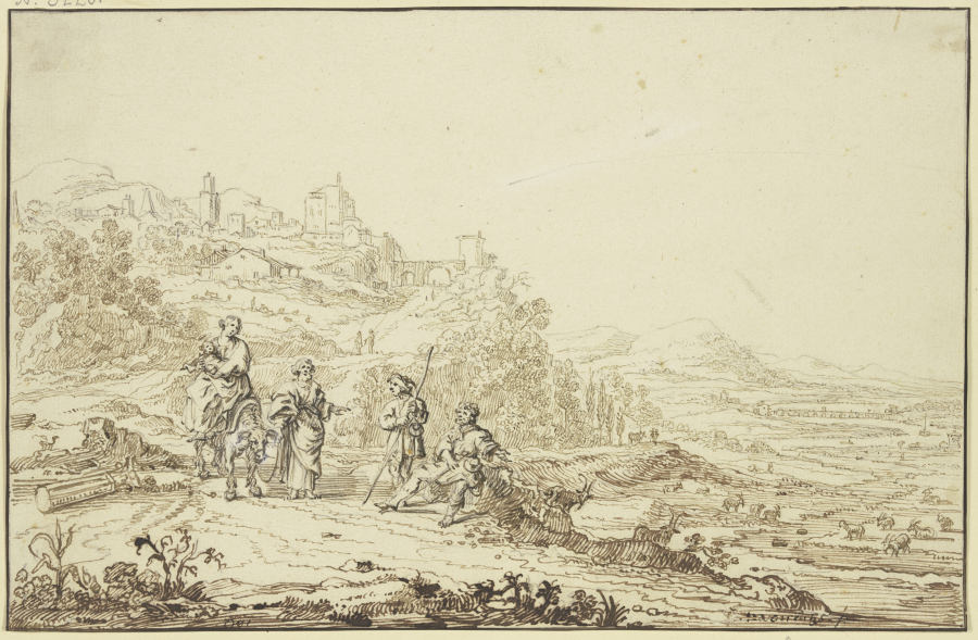 Landschaft mit Hirten und der Flucht nach Ägypten from Pieter Moninckx
