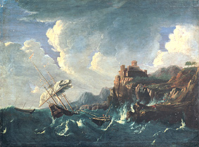 Seesturm an einer Felsenküste mit Schiffswrack from Pieter Mulier (Tempesta)