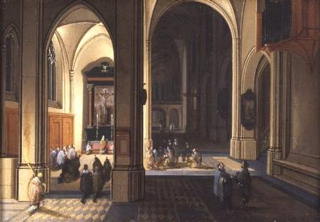 Interior of a Gothic Church (oil on copper) from Pieter the Elder Neeffs