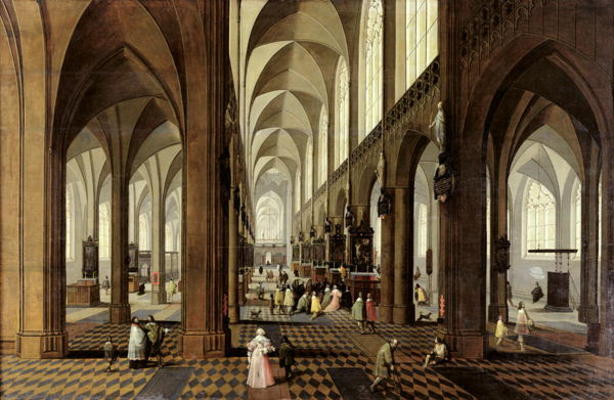 Interior of Antwerp Cathedral, c.1650 (oil on panel) from Pieter the Younger Neeffs