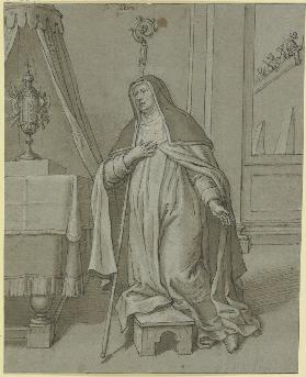 Die Heilige Klara von Assisi vor der Hostie kniend