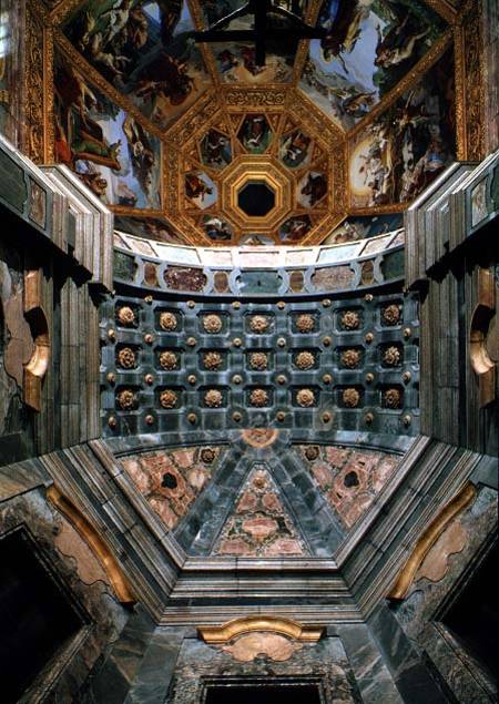 View of the interior showing the coffered vault above the altar designed by Matteo Nigetti (1560-164 from Pietro  Benvenuti