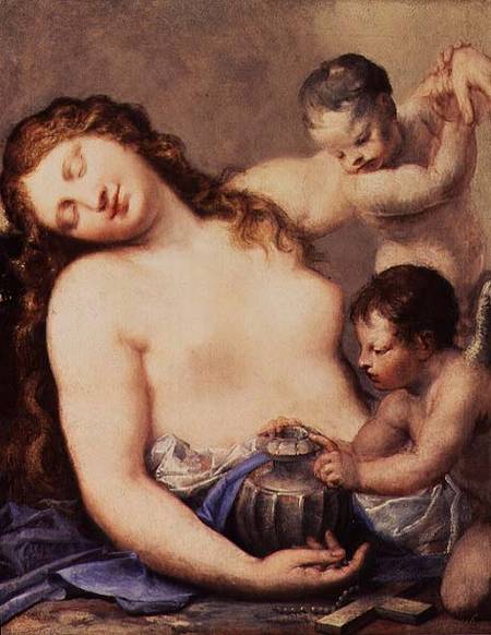 Penitent Mary Magdalene with putti from Pietro Liberi