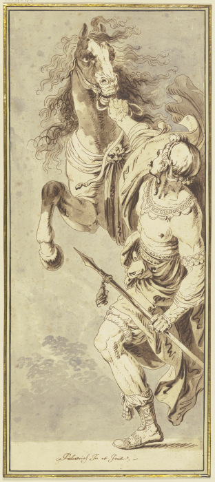 Ein Soldat bändigt ein sich aufbäumendes Pferd from Pietro Palmieri d. Ä.