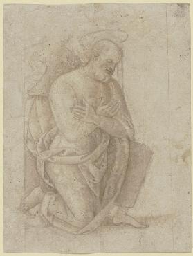Kniender Heiliger Joseph, hinter ihm eine weitere kniende Figur