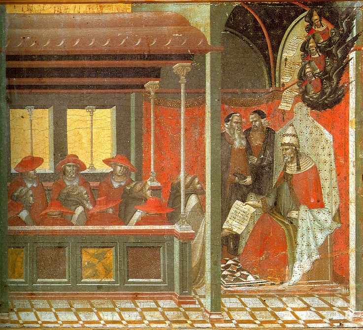 Pope John XXII Approving the Carmelite Rule (Predella panel) from Pietro Lorenzetti