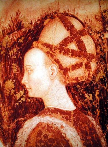 St. George and the Princess of Trebizond, detail of the head of the princess from Pisanello
