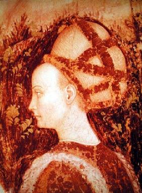 St. George and the Princess of Trebizond, detail of the head of the princess