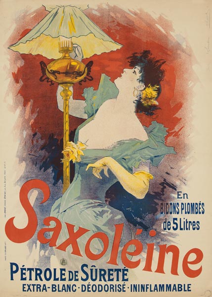 Poster advertising 'Saxoleine Safety Lamp Oil' from Plakatkunst