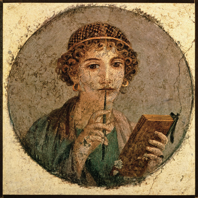 Bildnis einer jungen Frau mit Griffel und Schreibtäfelchen from Pompeji, Wandmalerei