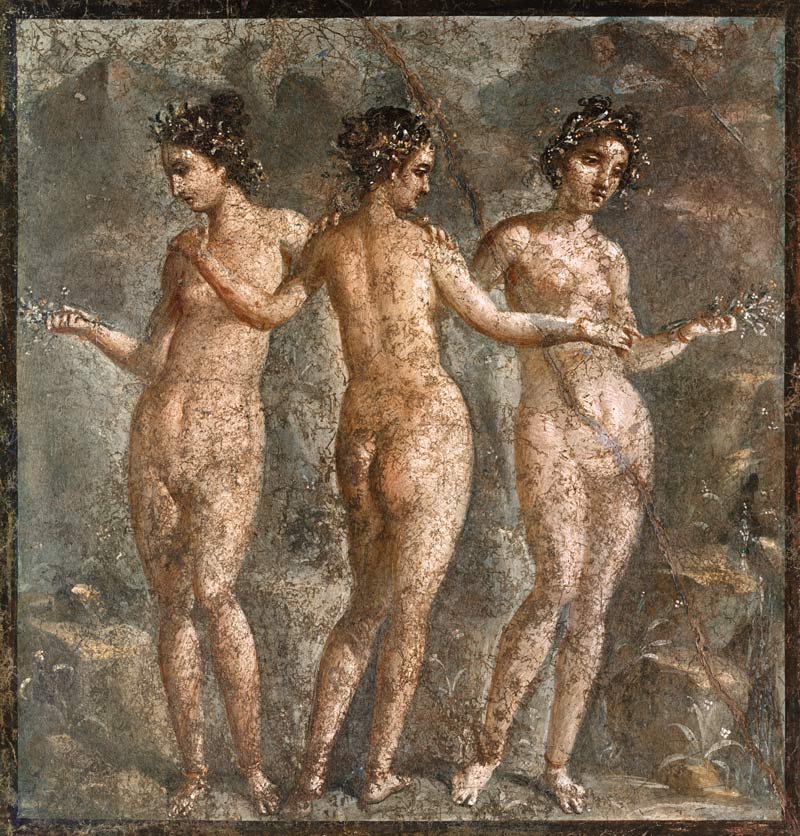 Die drei Grazien from Pompeji, Wandmalerei