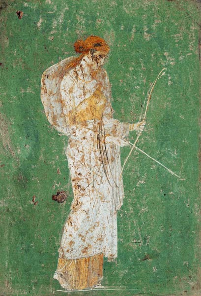 Roman civilization. Fresco depicting Diana from Pompeji, Wandmalerei