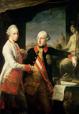 Kaiser Joseph II (1741-90), and the Grand Duke Leopold of Tuscany, 1769, (oil on canvas) from Pompeo Girolamo Batoni