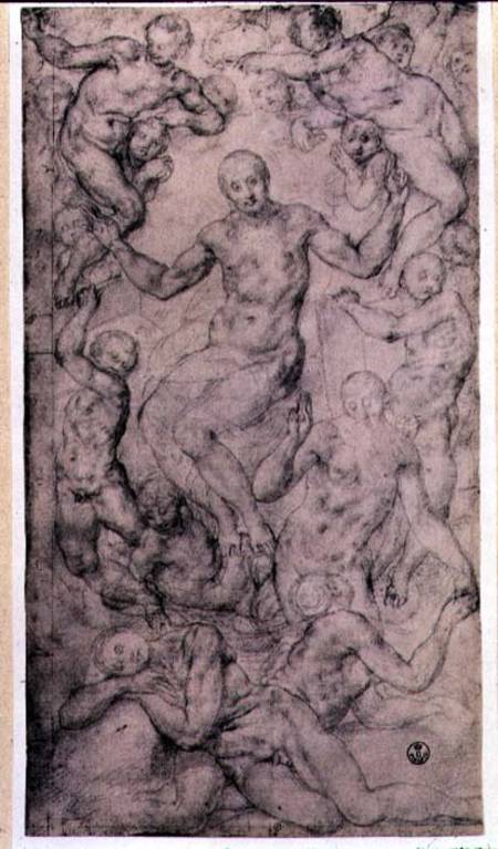 Study for 'Christ in Glory' and 'The Creation of Eve' in the Church of San Lorenzo, Florence from Pontormo,Jacopo Carucci da